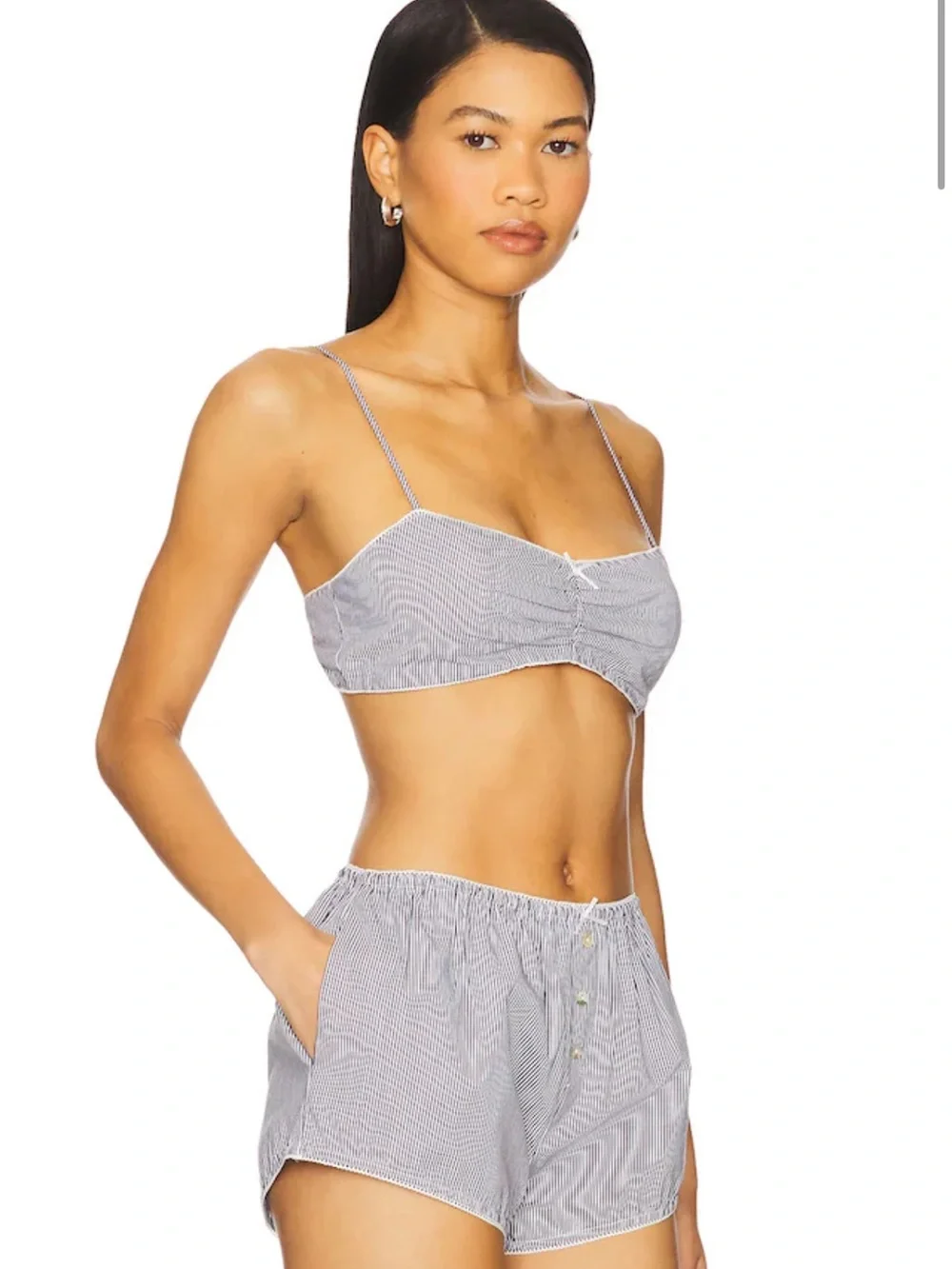 Nia The Brand Zed Bralette in Black/White Stripe M